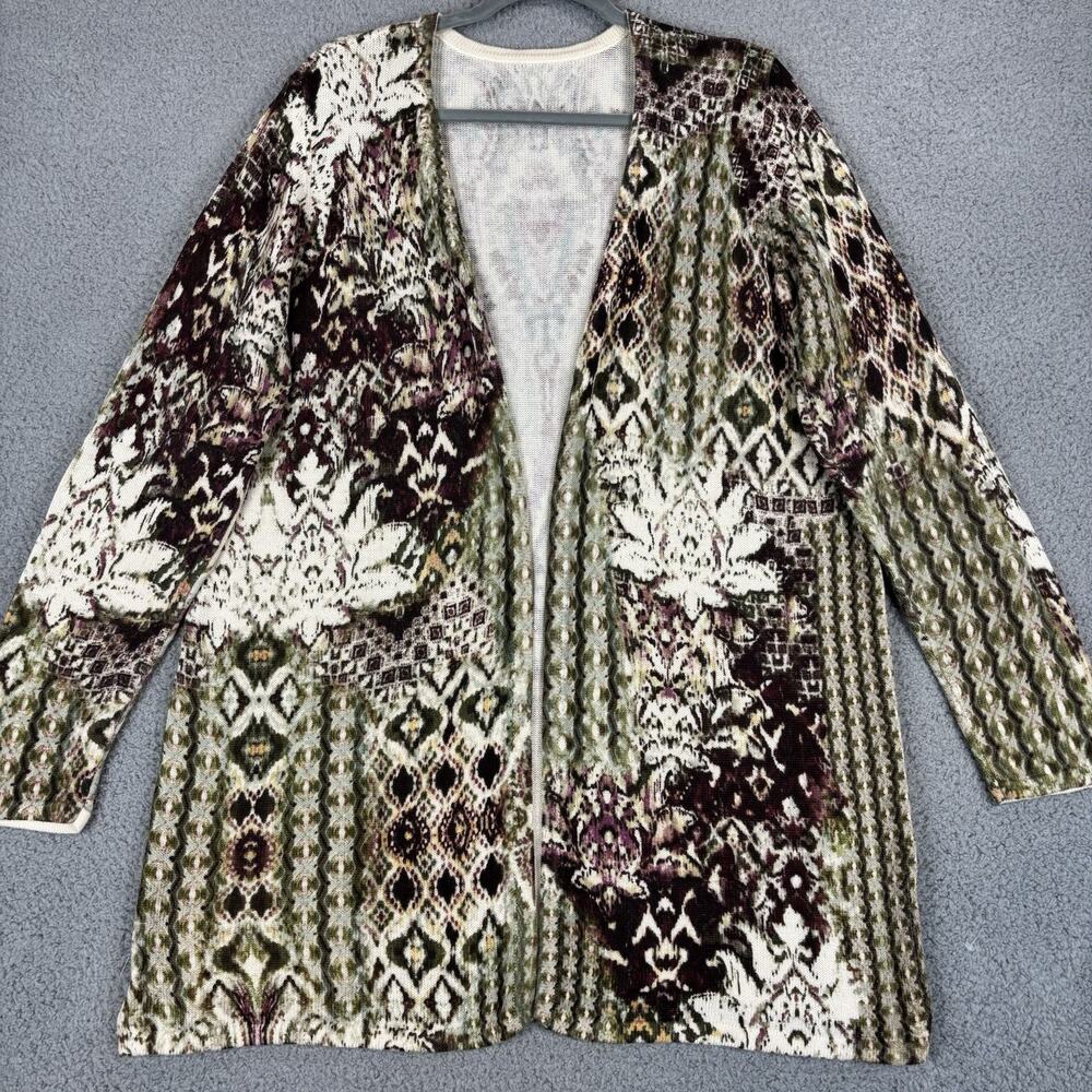 Chicos Cardigan XL Artsy Boho Chic Rustic Earthy Eclectic Cozy Business Casual - Picture 2 of 12